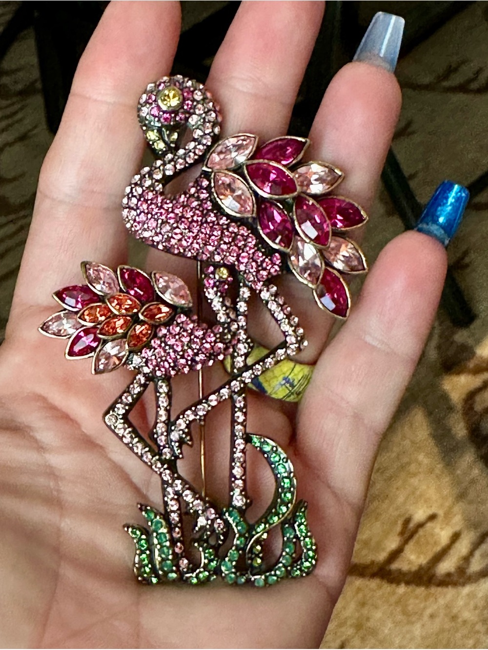 HEIDI DAUS Pink Rhinestone FLAMINGO Bird Shore Thing Brooch